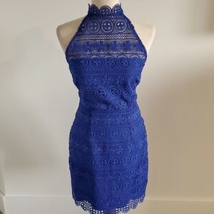 BB Dakota Cara Mock Neck lace dress blue size 4 new with tags